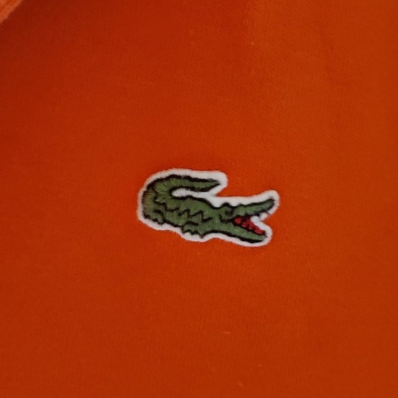 Lacoste Quarter-Zip Up with Vintage Collar Look Orange and Blue Size XL - Picture 2 of 15